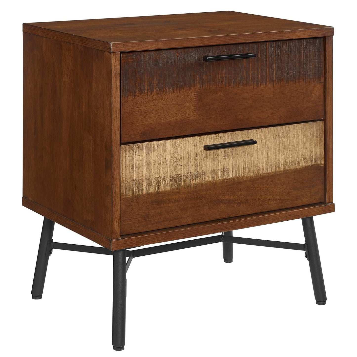 Modway Arwen Rustic Wood Nightstand Walnut