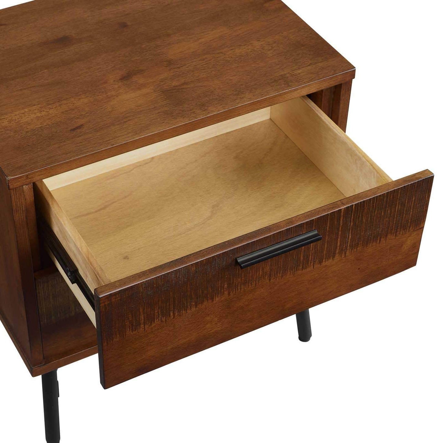 Modway Arwen Rustic Wood Nightstand Walnut