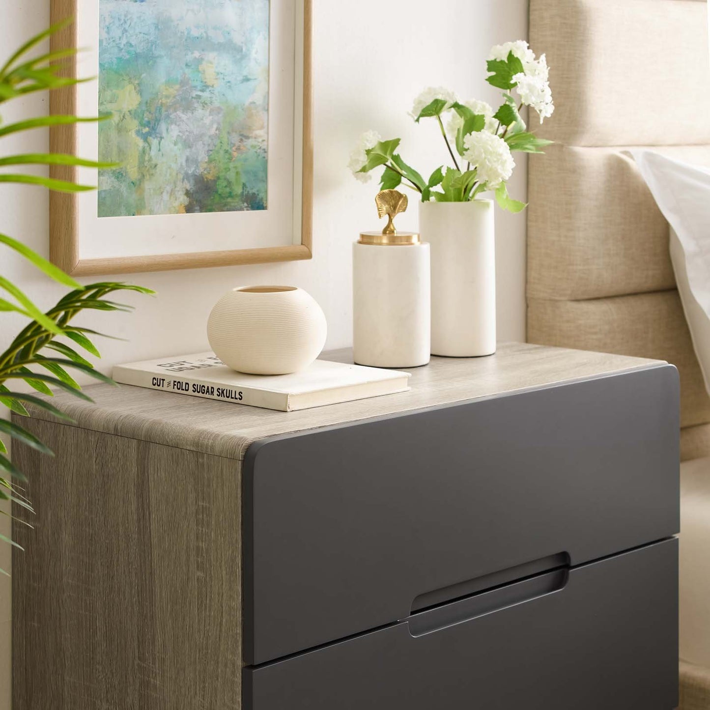 Modway Origin Three-Drawer Chest or Stand Natural Gray