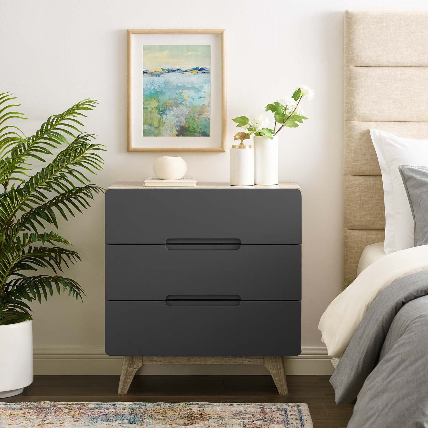 Modway Origin Three-Drawer Chest or Stand Natural Gray