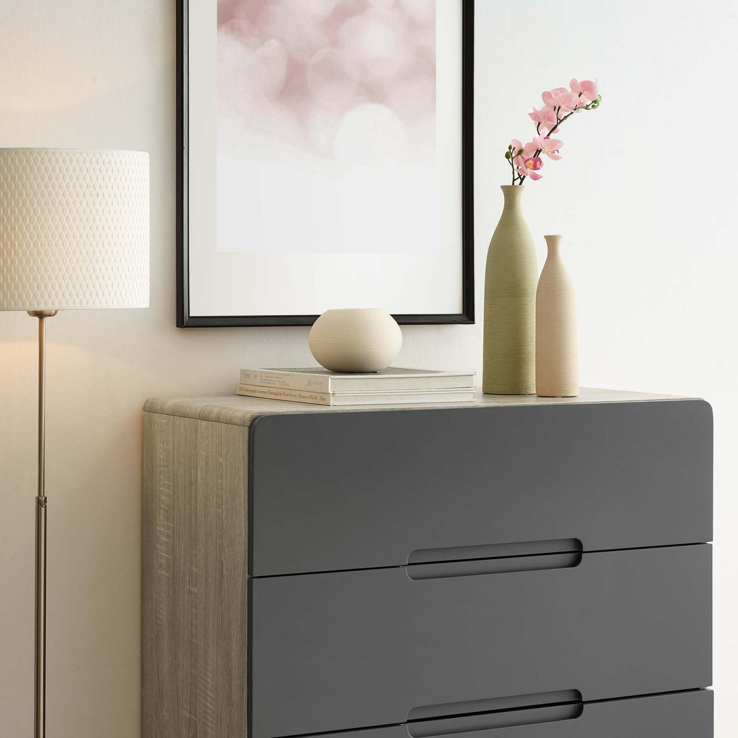 Modway Origin Four-Drawer Chest or Stand Natural Gray