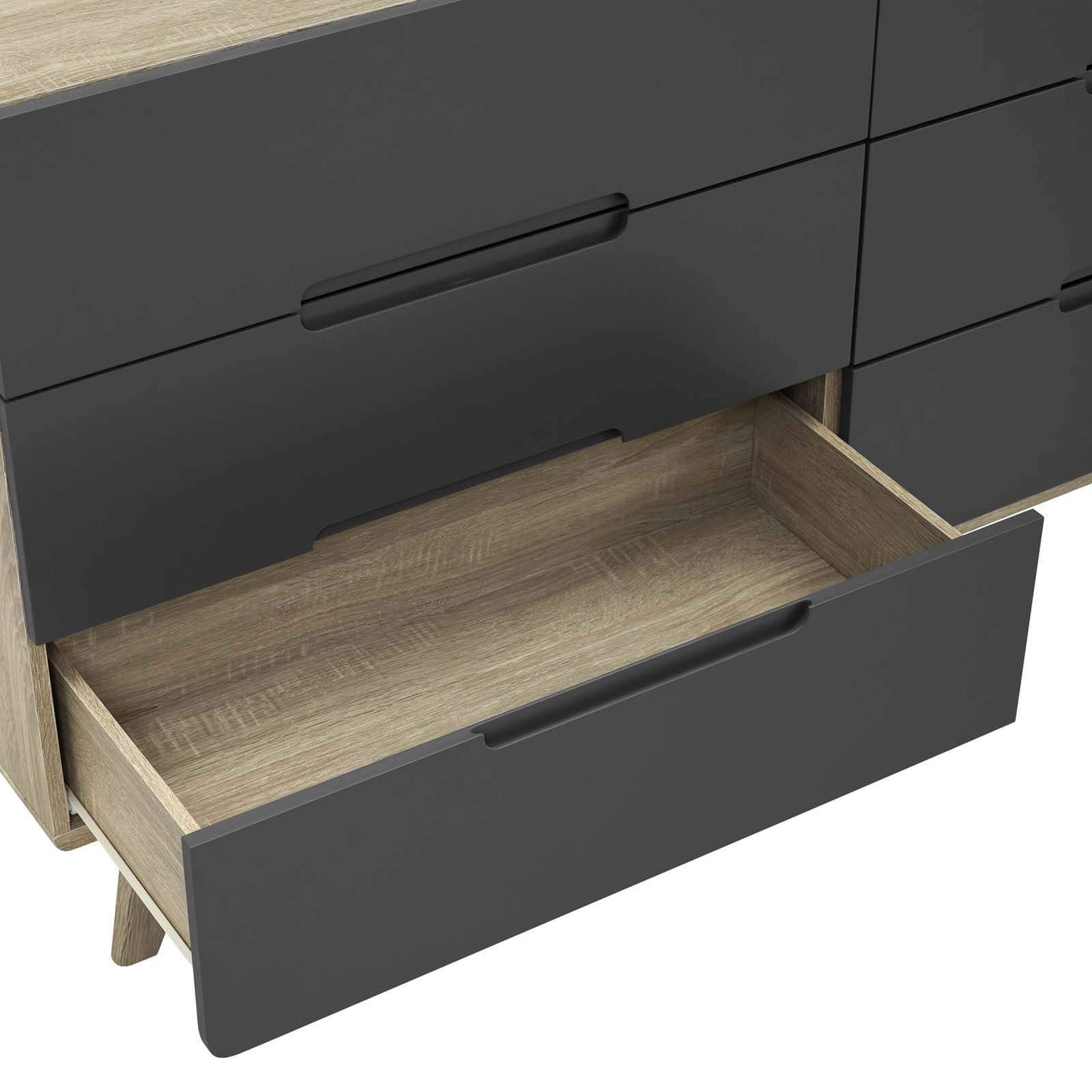 Modway Origin Six-Drawer Wood Dresser or Display Stand Natural Gray