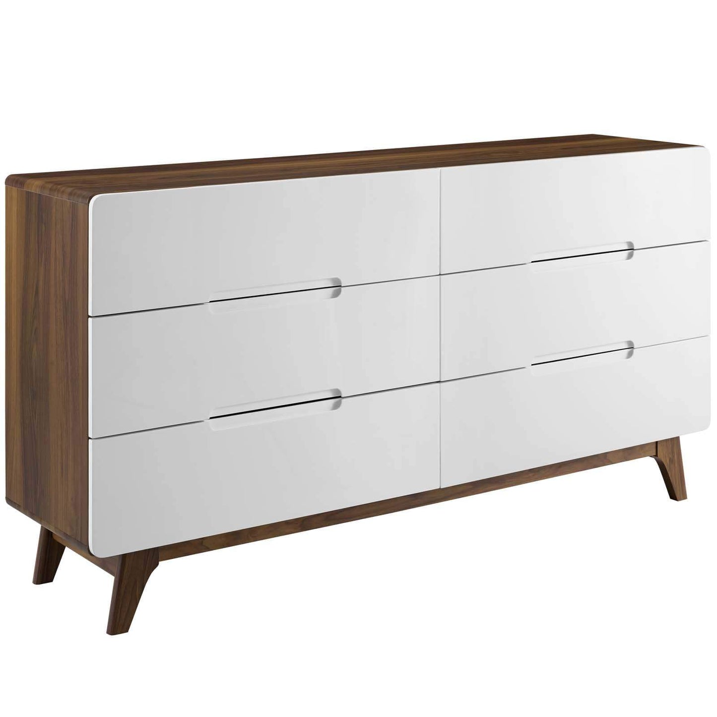 Modway Origin Six-Drawer Wood Dresser or Display Stand Natural Gray