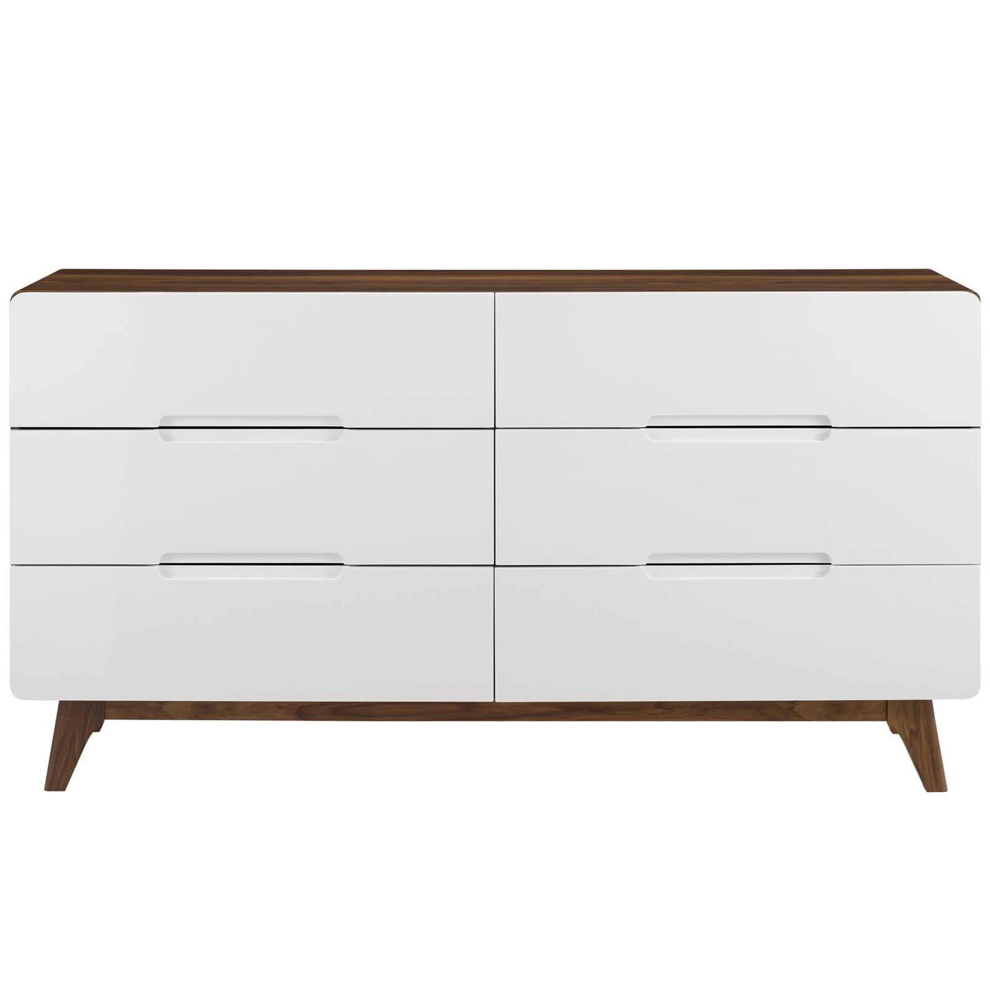 Modway Origin Six-Drawer Wood Dresser or Display Stand Natural Gray