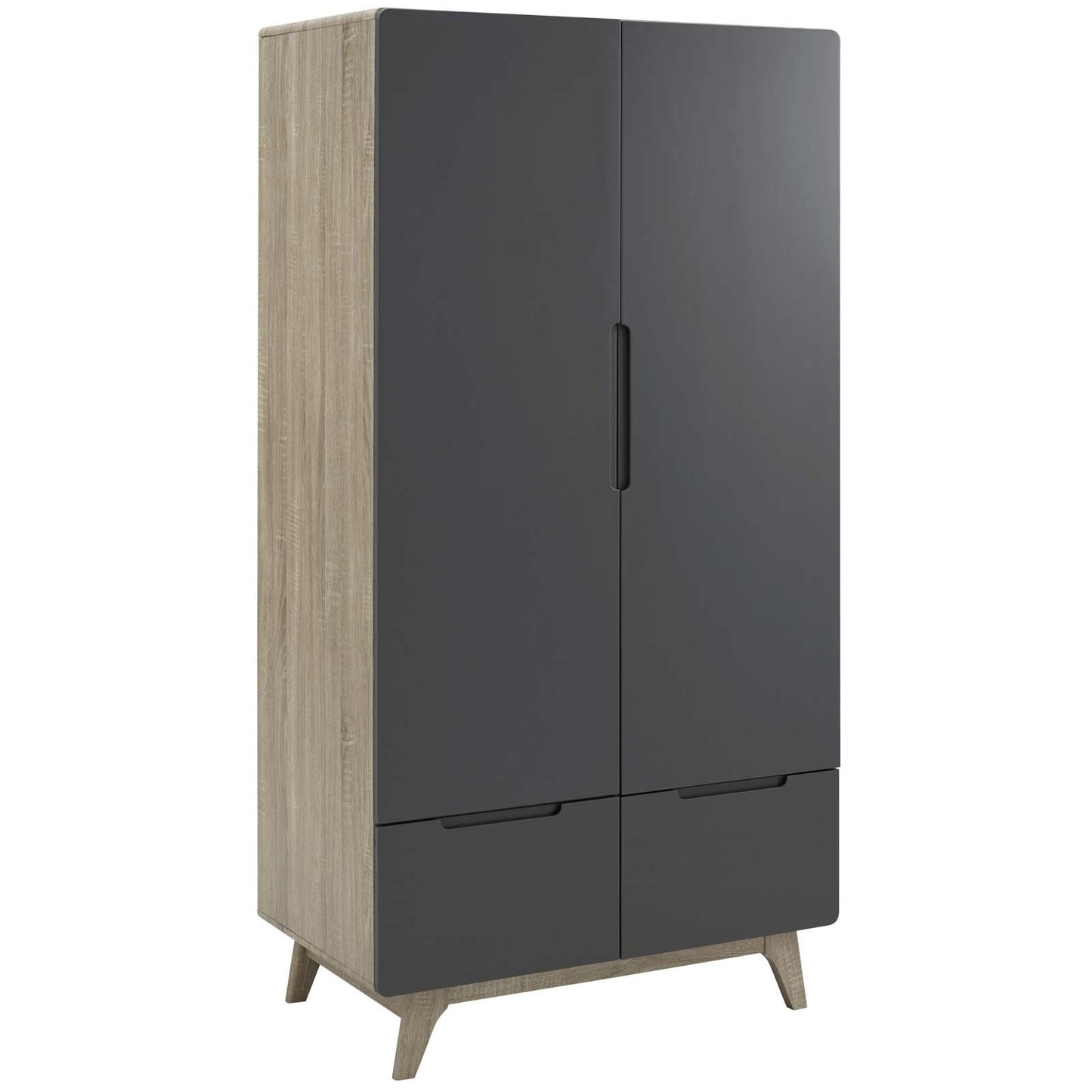 Modway Origin Wood Wardrobe Cabinet Natural Gray