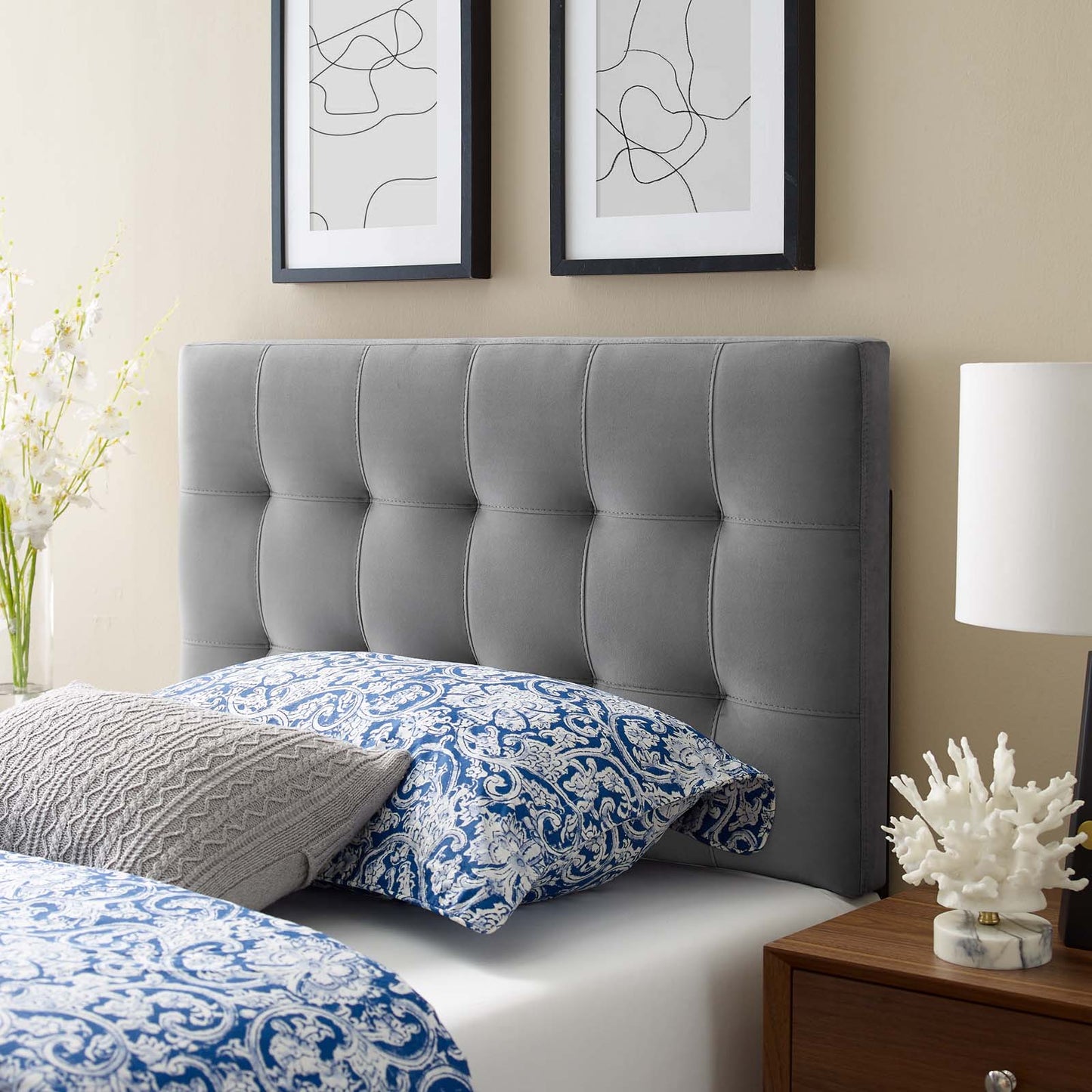 Modway Lily Biscuit Tufted Twin Performance Velvet Headboard | Headboards | Modishstore-7