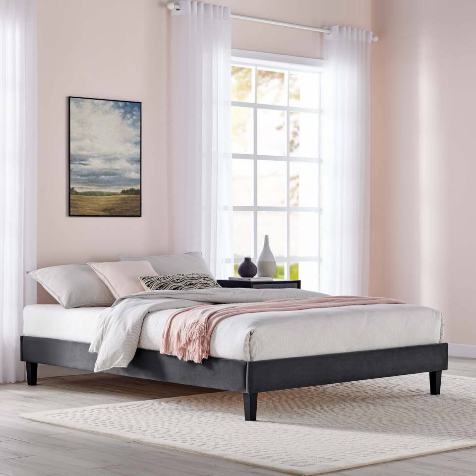 Modway Reign Queen Performance Velvet Platform Bed Frame | Beds | Modishstore