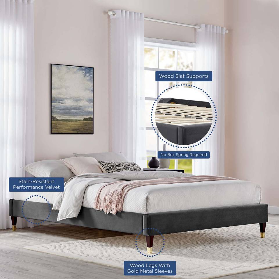 Modway Harlow Full Performance Velvet Platform Bed Frame |  | 