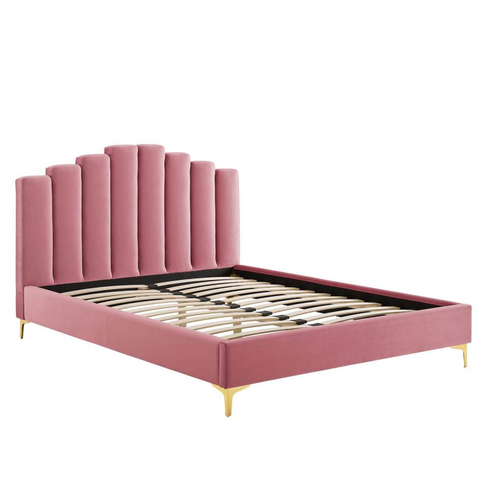 Modway Olivia Queen Performance Velvet Platform Bed | Beds | Modishstore-3
