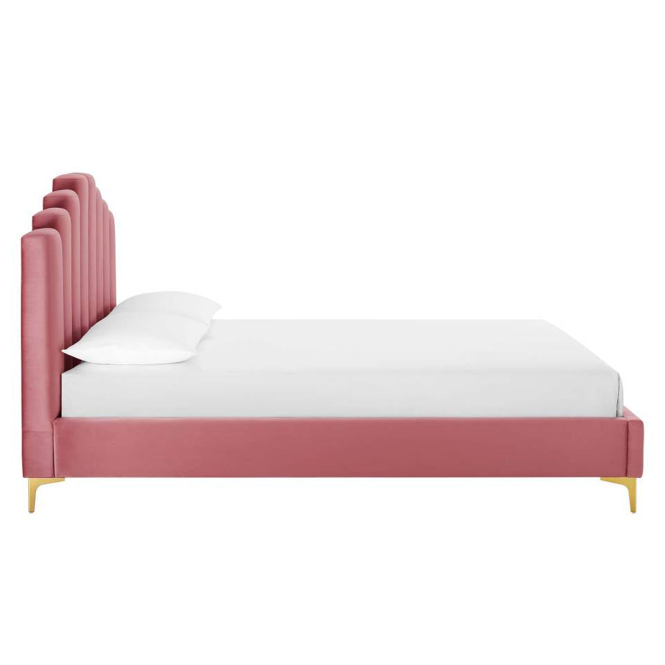 Modway Olivia Queen Performance Velvet Platform Bed | Beds | Modishstore-4