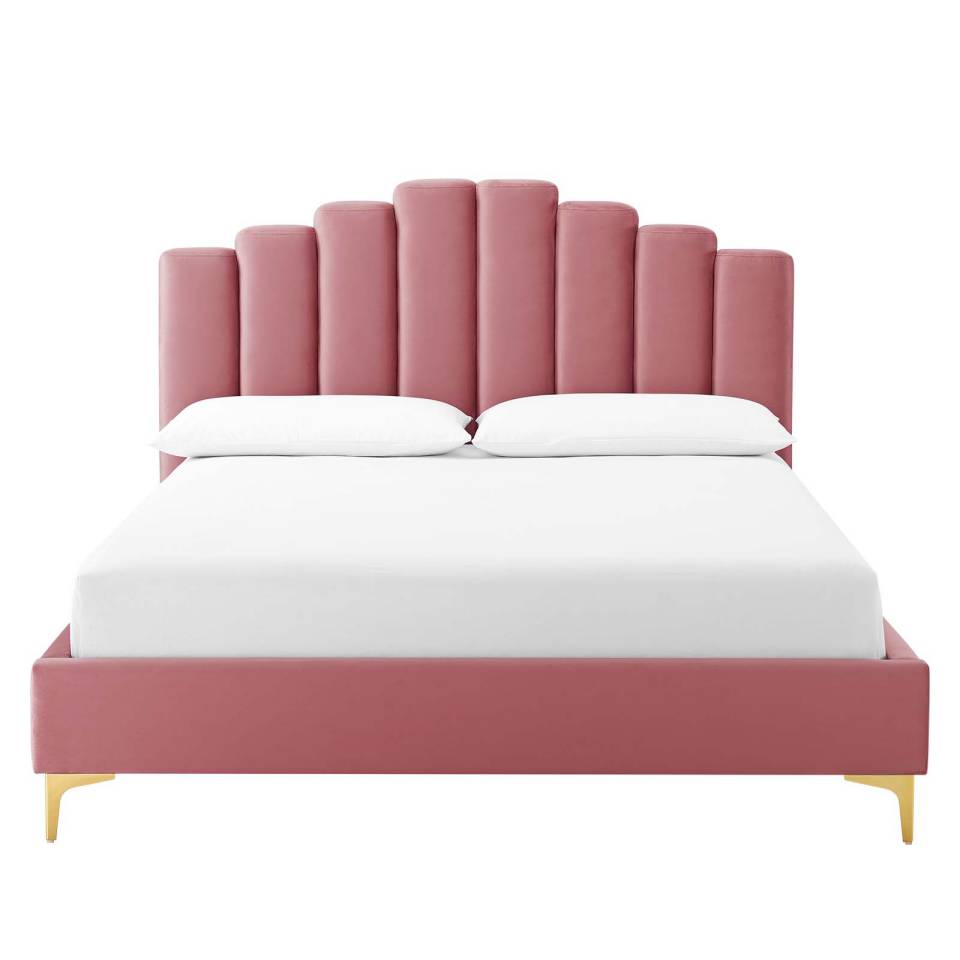 Modway Olivia Queen Performance Velvet Platform Bed | Beds | Modishstore-5