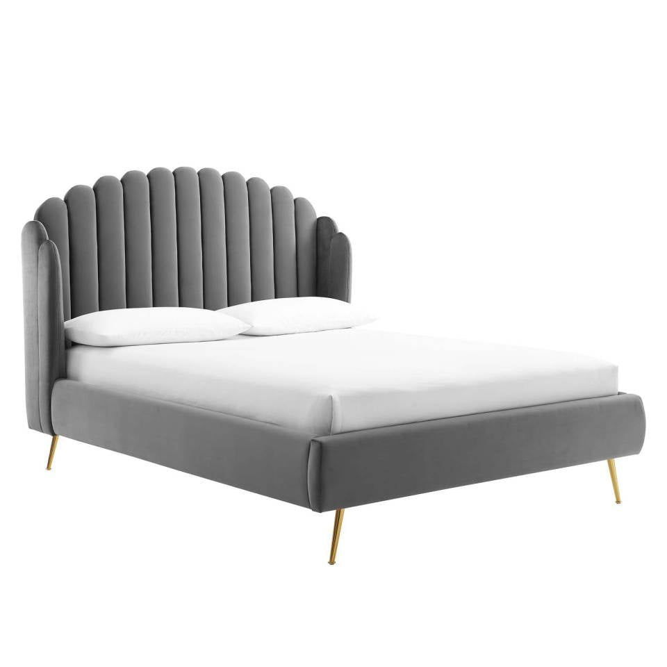 Modway Lana Queen Performance Velvet Wingback Platform Bed | Beds | Modishstore-10