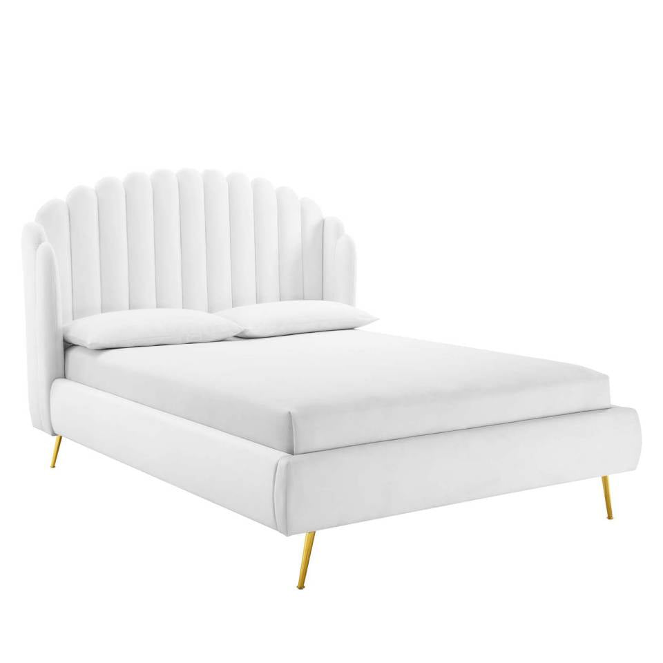 Modway Lana Queen Performance Velvet Wingback Platform Bed | Beds | Modishstore-13