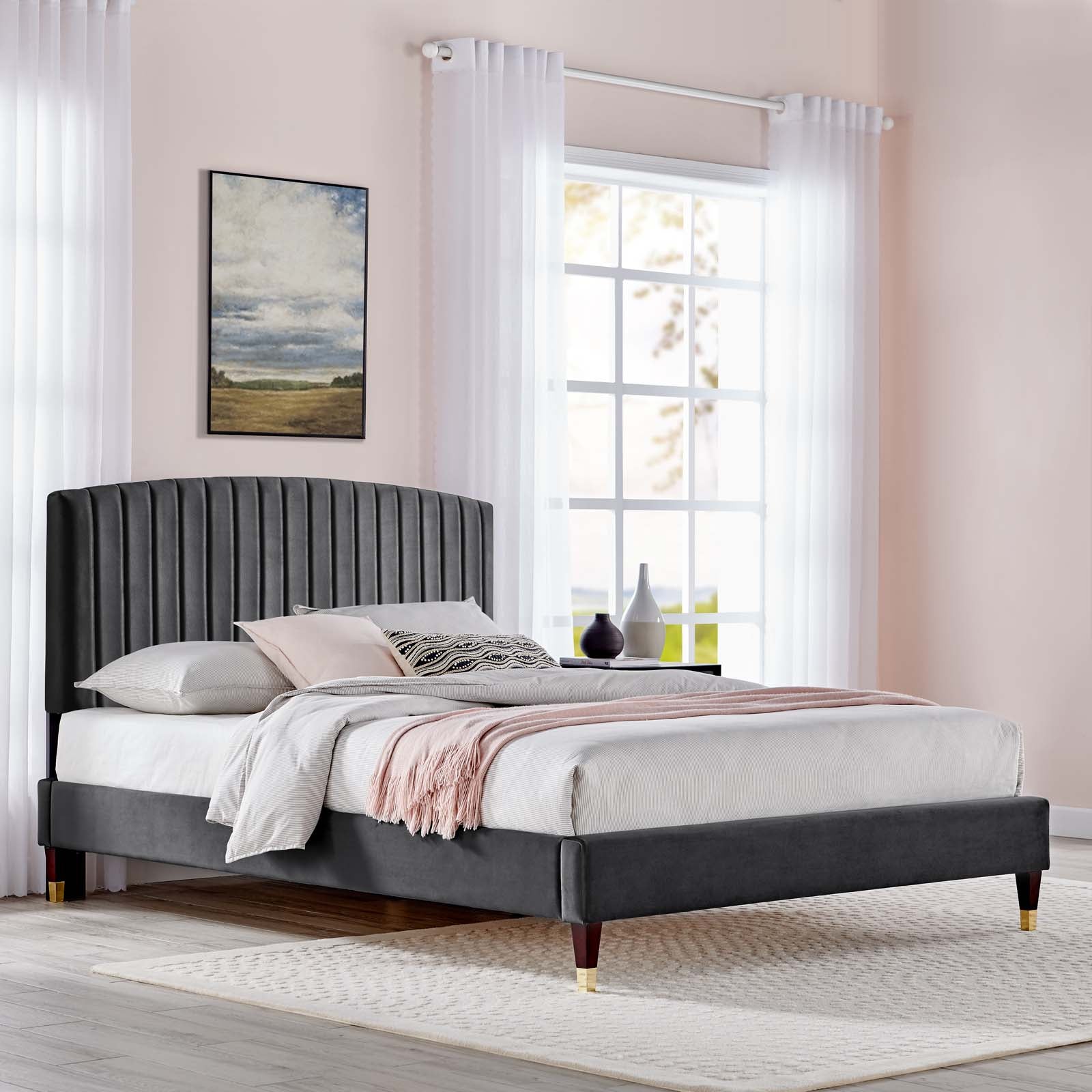 Alessi Performance Velvet Queen Platform Bed By Modway - MOD-6284-CHA | Beds |  Modishstore
