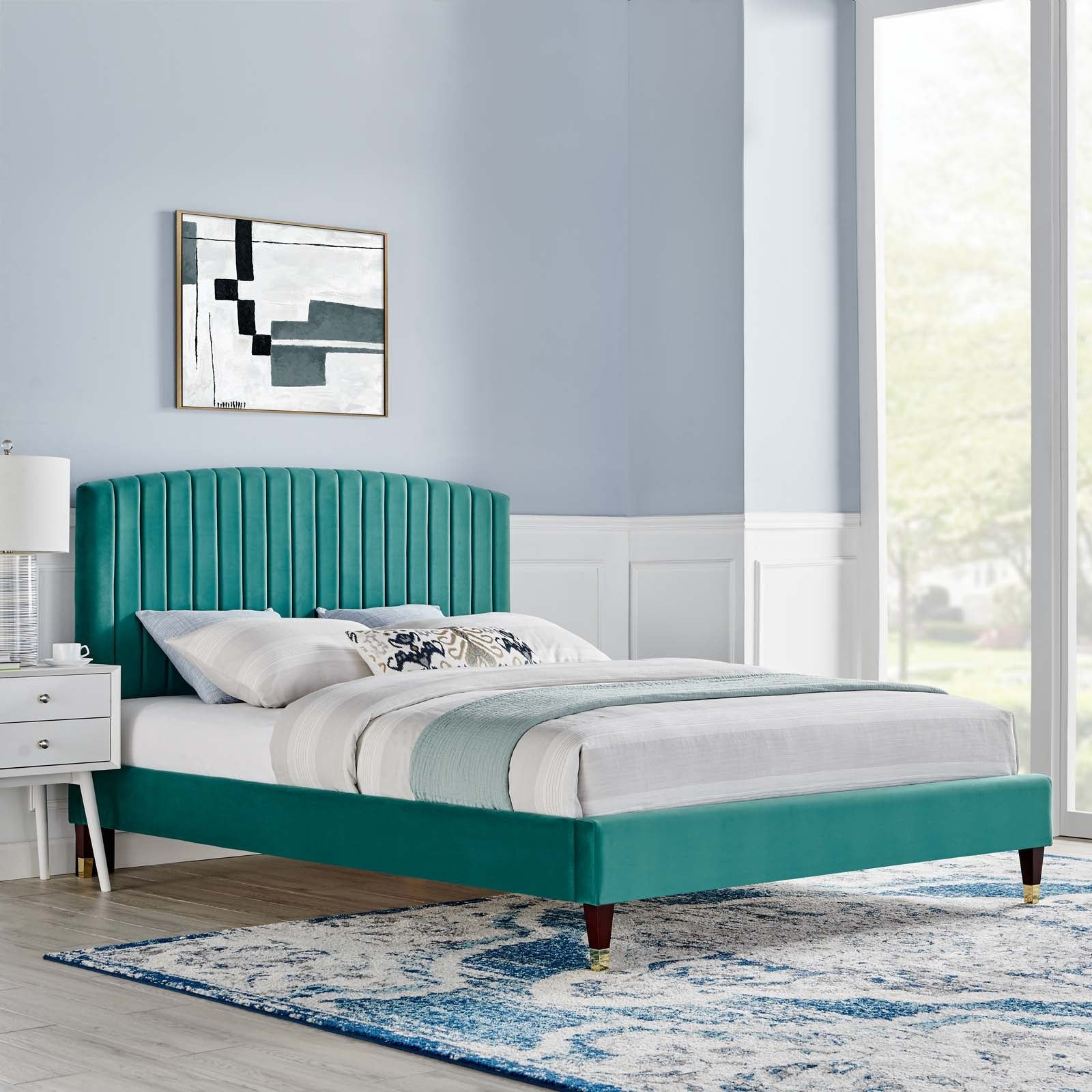 Alessi Performance Velvet Queen Platform Bed By Modway - MOD-6284-CHA | Beds |  Modishstore - 20