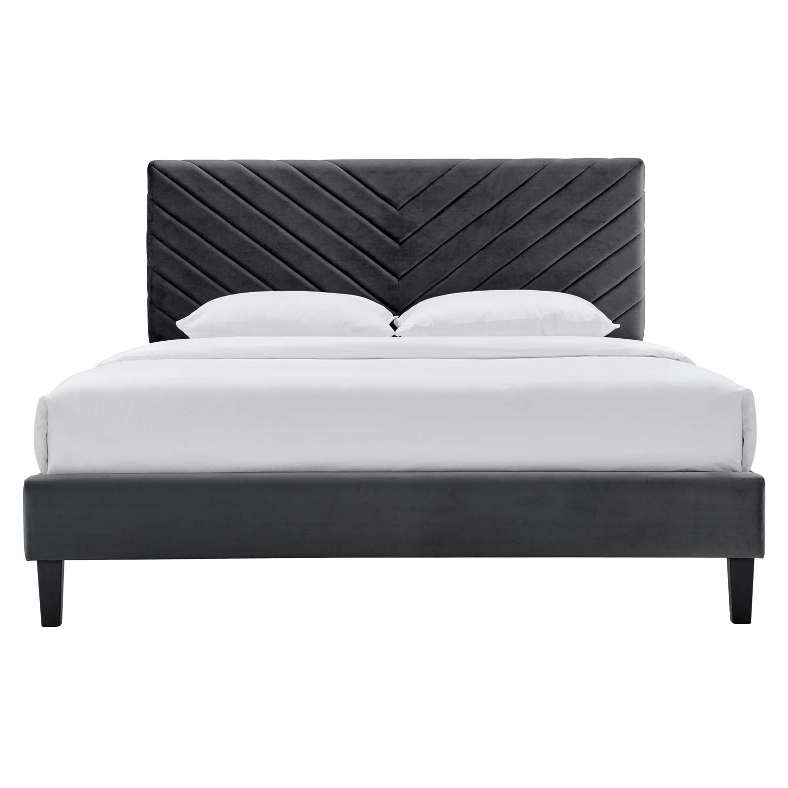 Roxanne Performance Velvet Queen Platform Bed By Modway - MOD-6285-CHA | Beds |  Modishstore - 3