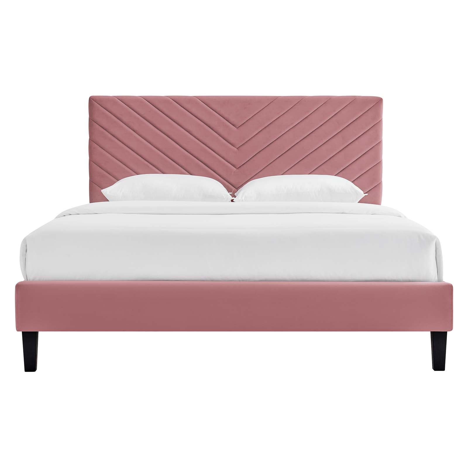 Roxanne Performance Velvet Queen Platform Bed By Modway - MOD-6285-CHA | Beds |  Modishstore - 11