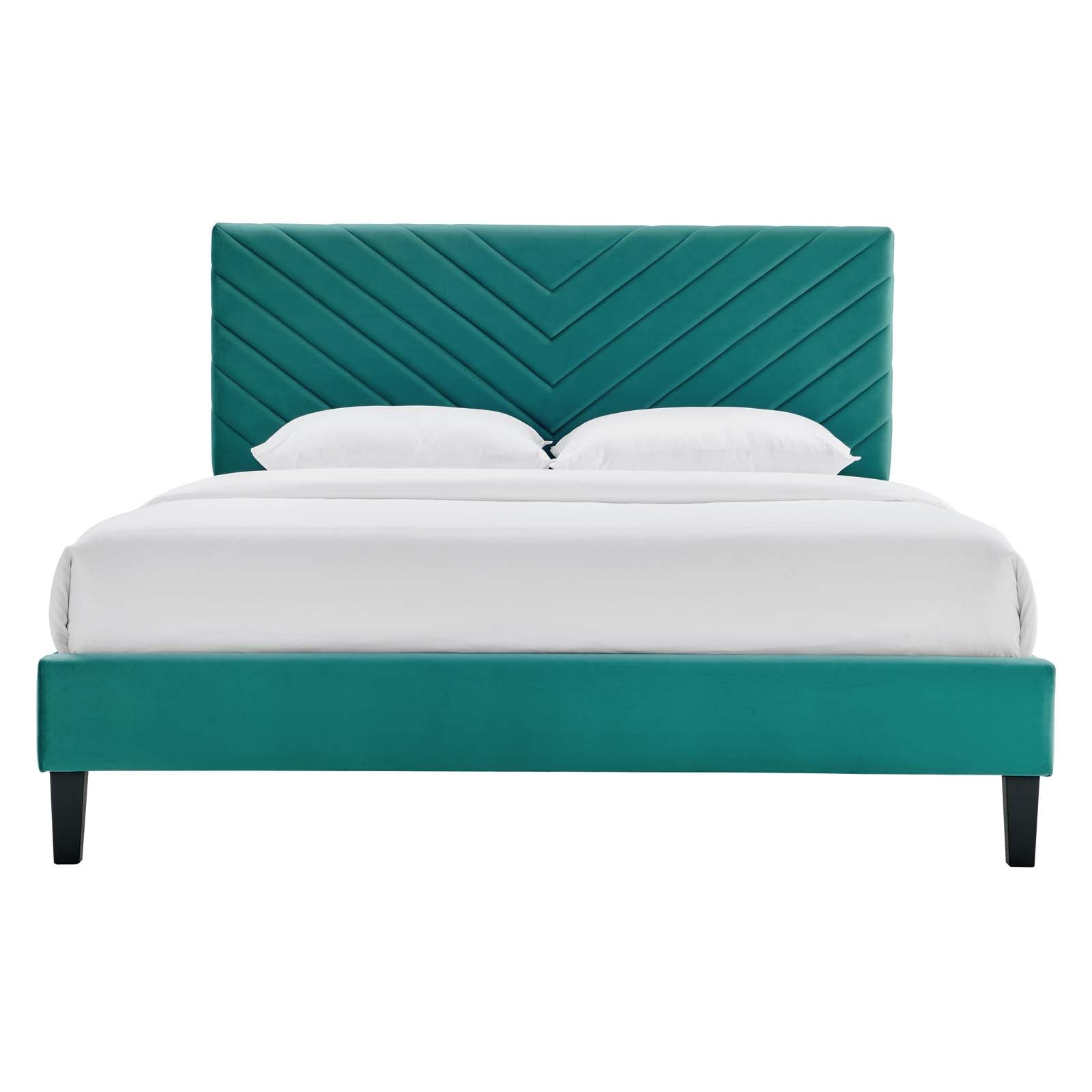 Roxanne Performance Velvet Queen Platform Bed By Modway - MOD-6285-CHA | Beds |  Modishstore - 28