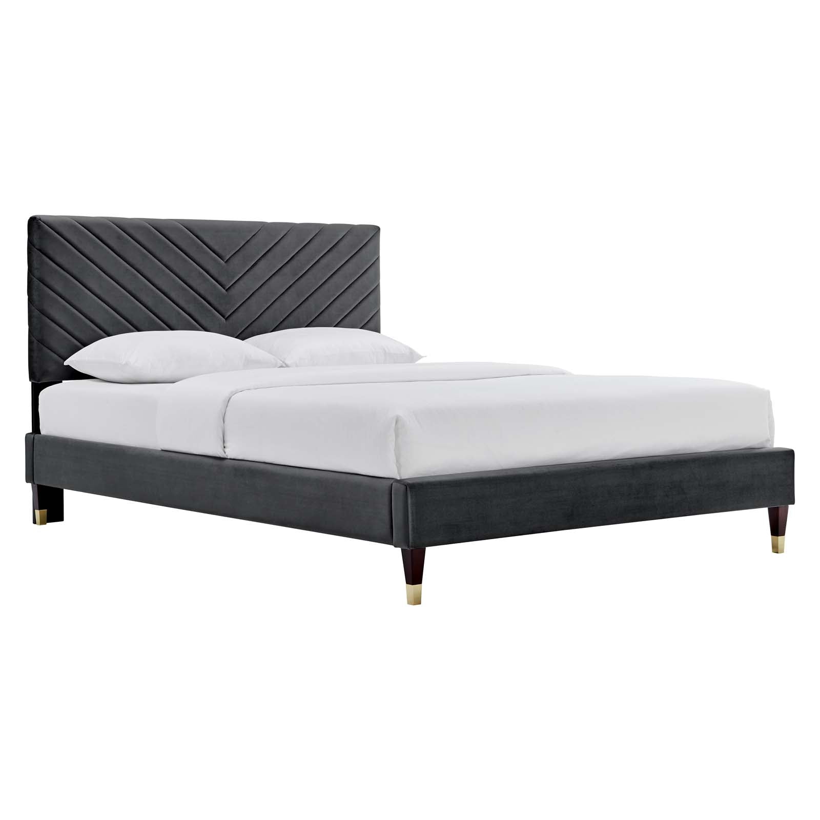Roxanne Performance Velvet Queen Platform Bed By Modway - MOD-6286-CHA | Beds |  Modishstore - 2