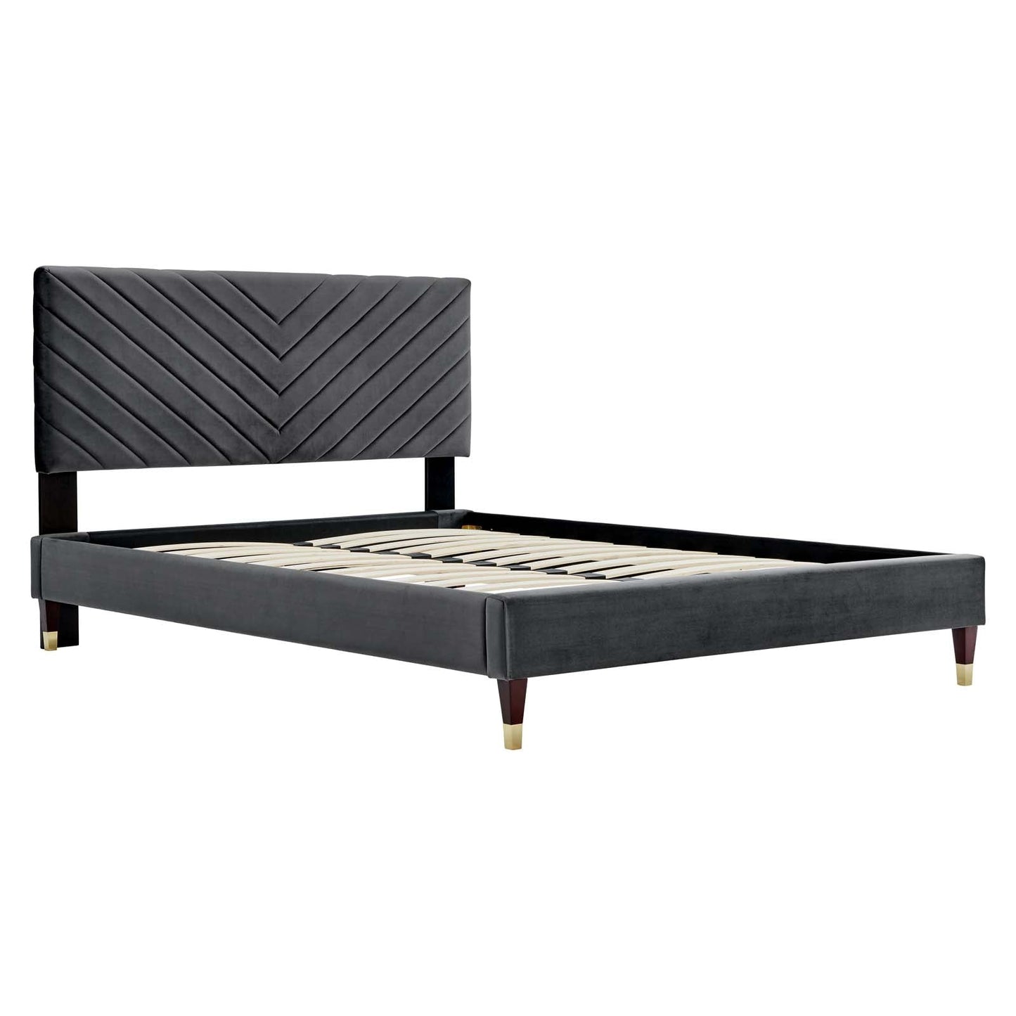 Roxanne Performance Velvet Queen Platform Bed By Modway - MOD-6286-CHA | Beds |  Modishstore - 3