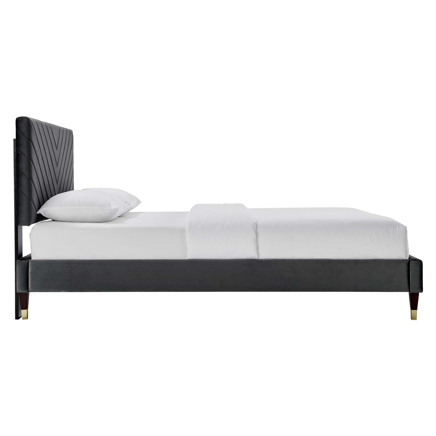 Roxanne Performance Velvet Queen Platform Bed By Modway - MOD-6286-CHA | Beds |  Modishstore - 4