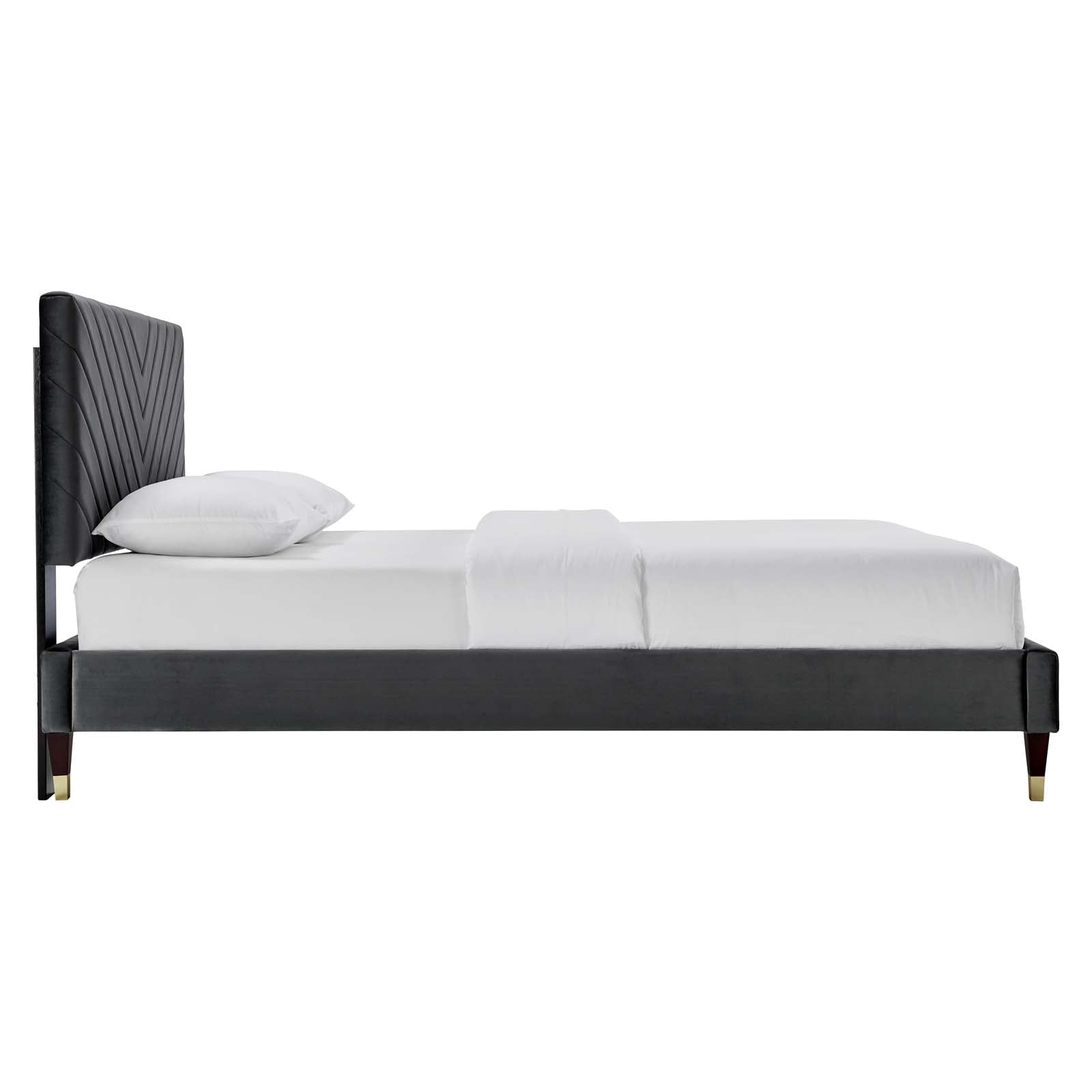 Roxanne Performance Velvet Queen Platform Bed By Modway - MOD-6286-CHA | Beds |  Modishstore - 4