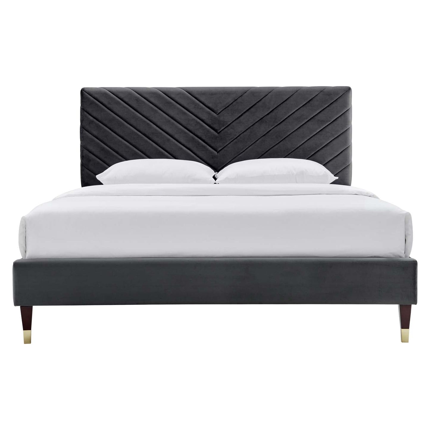Roxanne Performance Velvet Queen Platform Bed By Modway - MOD-6286-CHA | Beds |  Modishstore - 5