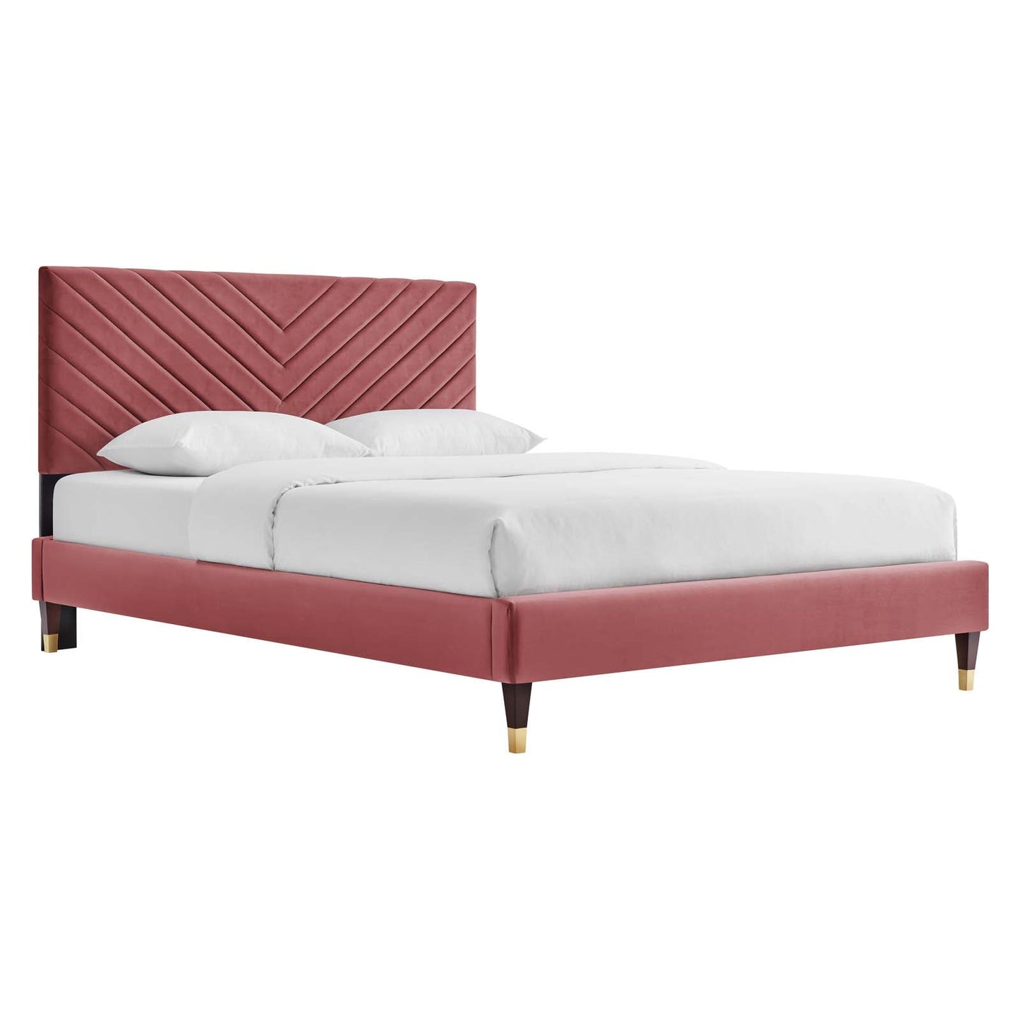 Roxanne Performance Velvet Queen Platform Bed By Modway - MOD-6286-CHA | Beds |  Modishstore - 6