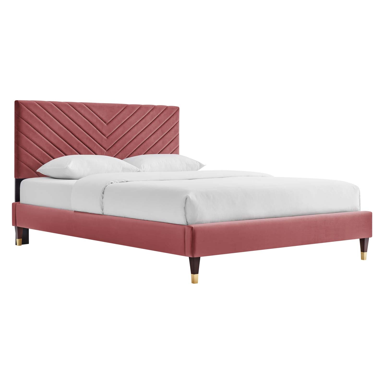 Roxanne Performance Velvet Queen Platform Bed By Modway - MOD-6286-CHA | Beds |  Modishstore - 6