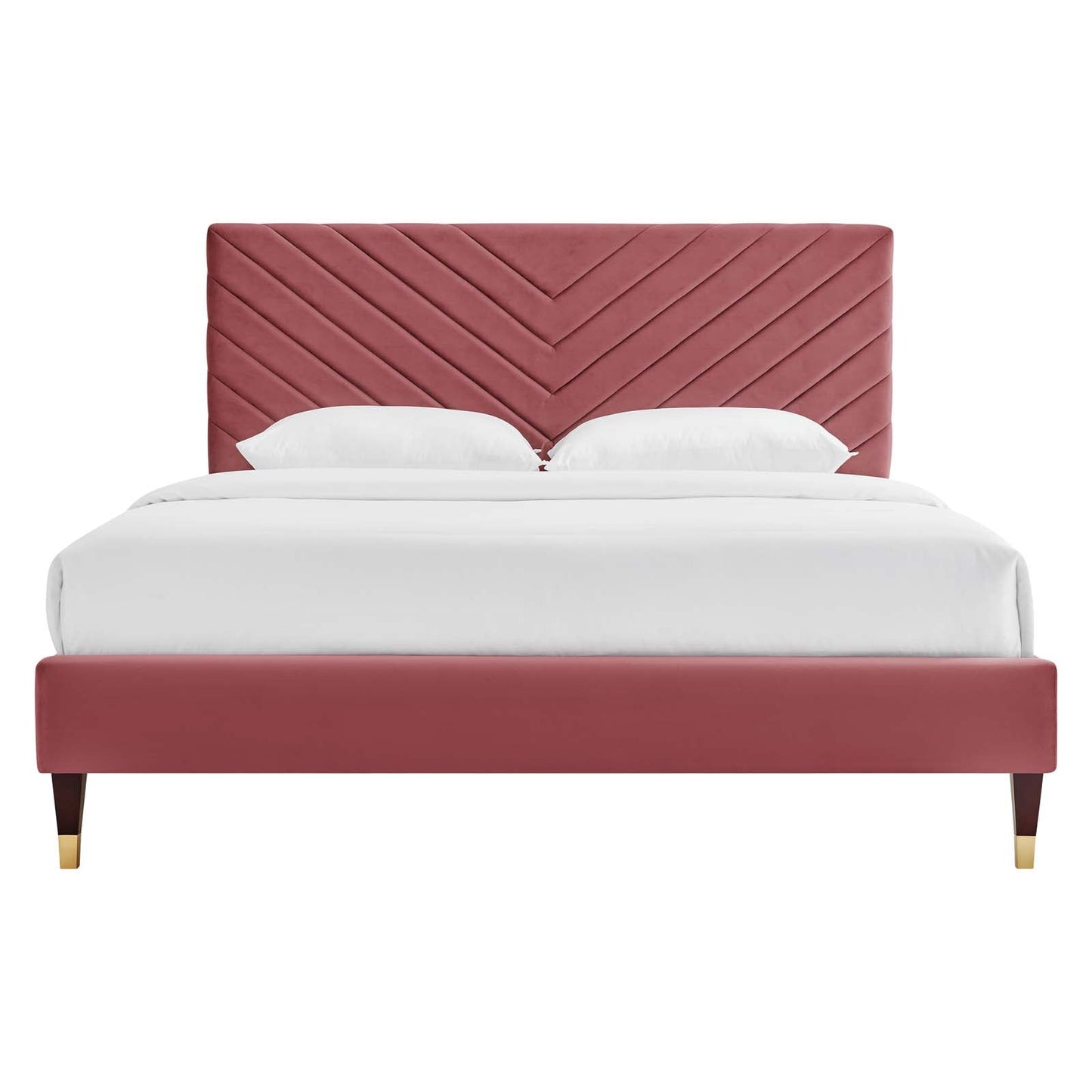 Roxanne Performance Velvet Queen Platform Bed By Modway - MOD-6286-CHA | Beds |  Modishstore - 9