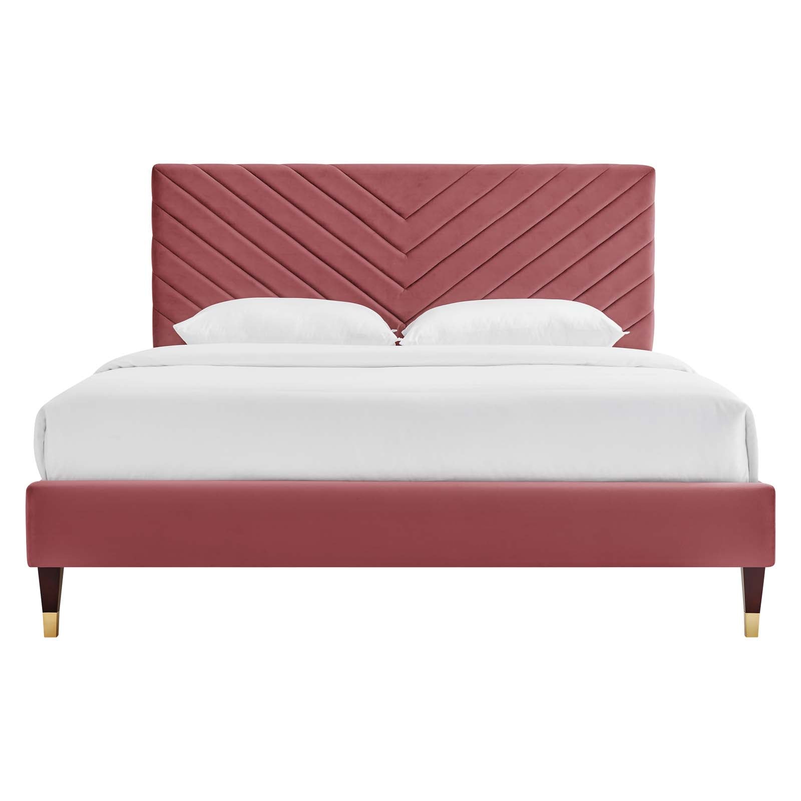Roxanne Performance Velvet Queen Platform Bed By Modway - MOD-6286-CHA | Beds |  Modishstore - 9