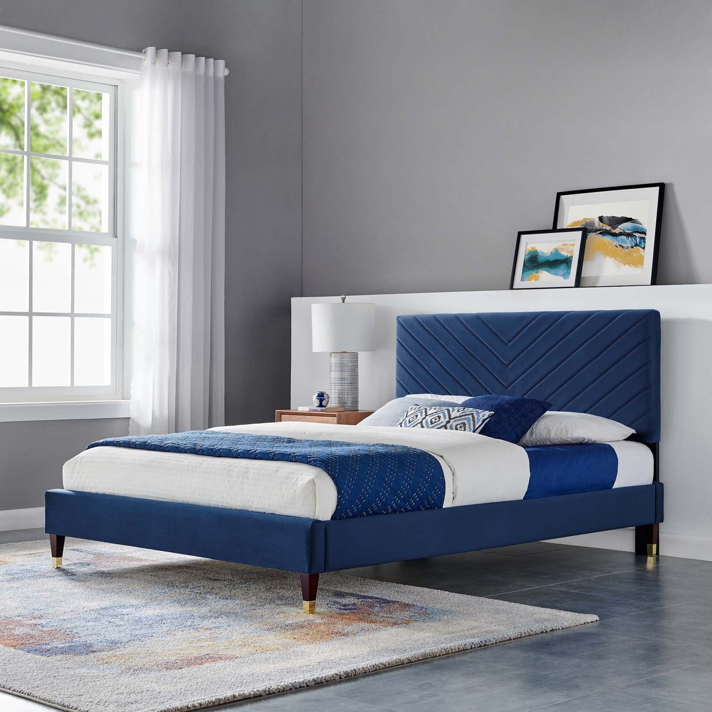 Roxanne Performance Velvet Queen Platform Bed By Modway - MOD-6286-CHA | Beds |  Modishstore - 16