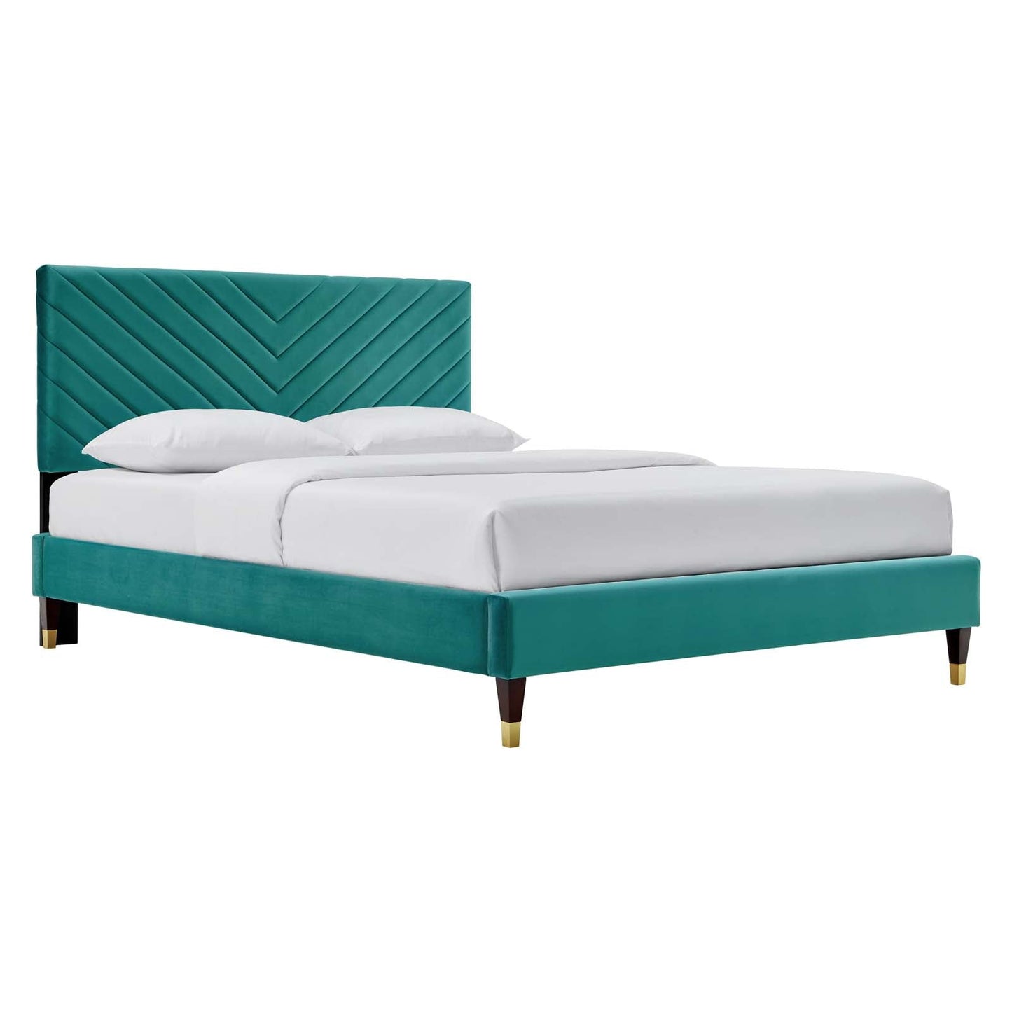 Roxanne Performance Velvet Queen Platform Bed By Modway - MOD-6286-CHA | Beds |  Modishstore - 17