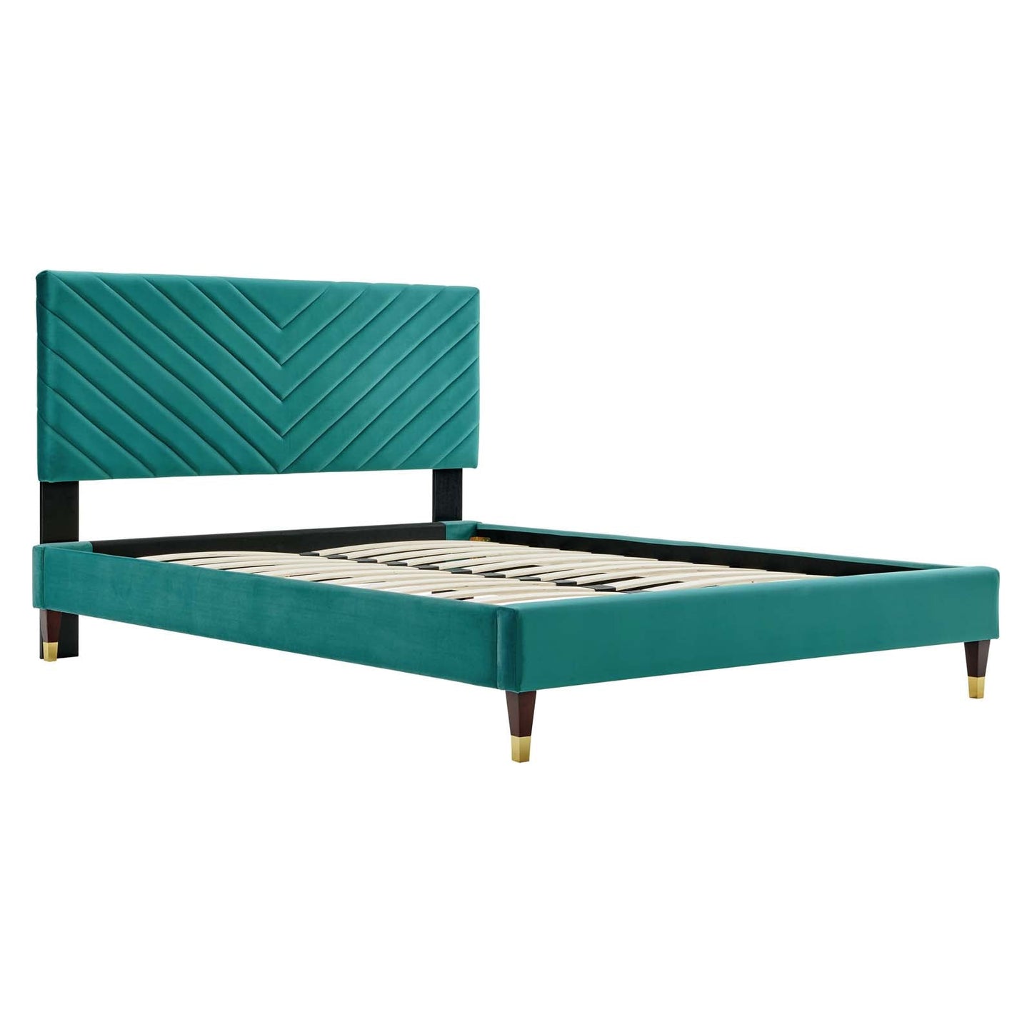 Roxanne Performance Velvet Queen Platform Bed By Modway - MOD-6286-CHA | Beds |  Modishstore - 18