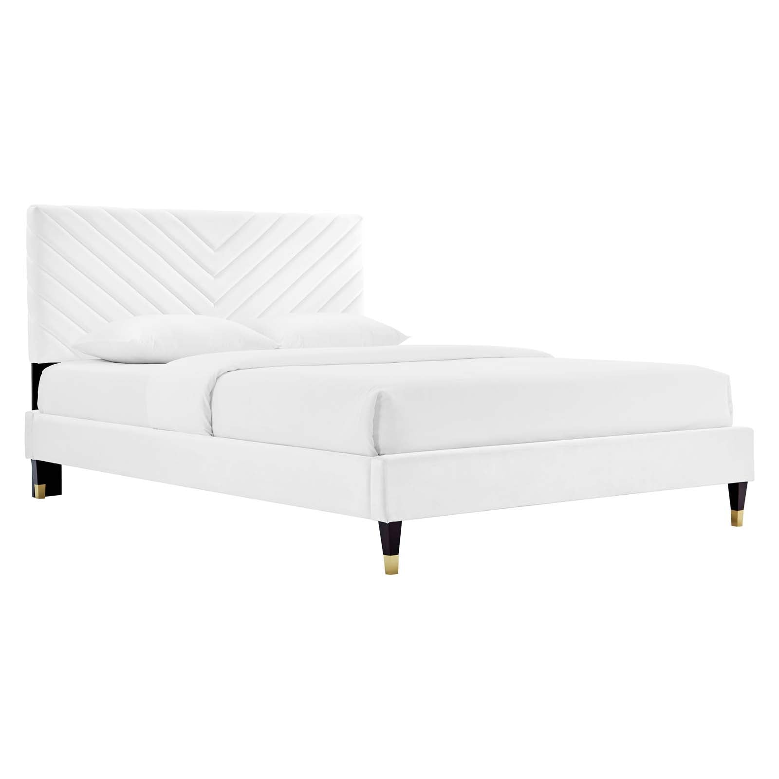 Roxanne Performance Velvet Queen Platform Bed By Modway - MOD-6286-CHA | Beds |  Modishstore - 22