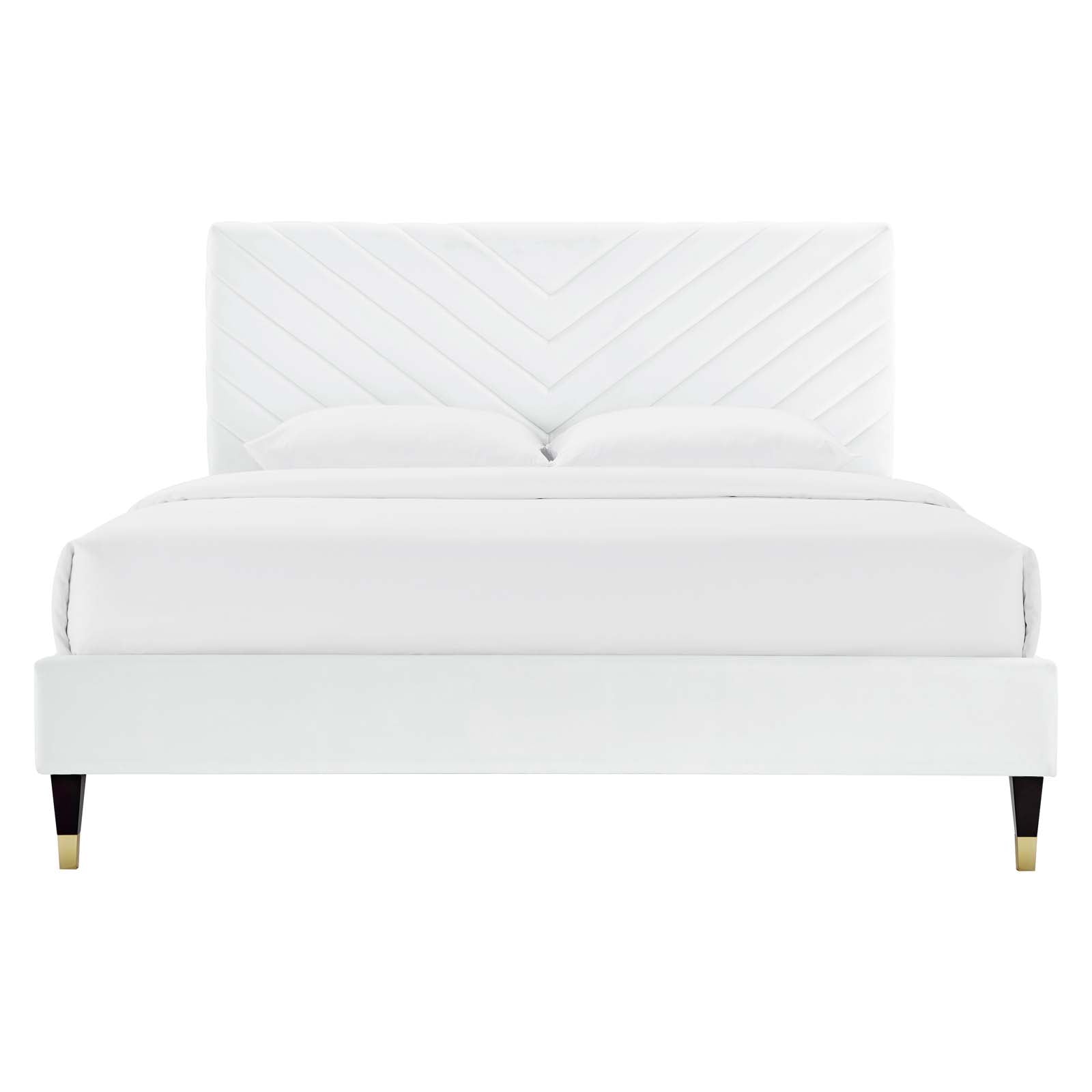 Roxanne Performance Velvet Queen Platform Bed By Modway - MOD-6286-CHA | Beds |  Modishstore - 25