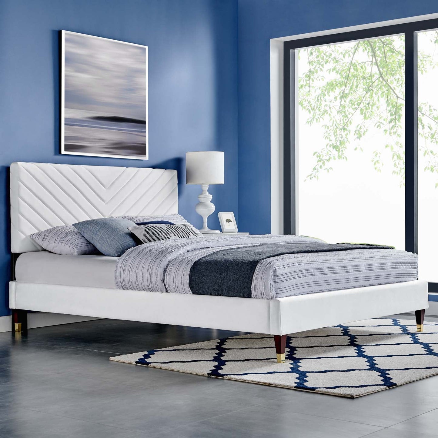 Roxanne Performance Velvet Queen Platform Bed By Modway - MOD-6286-CHA | Beds |  Modishstore - 27
