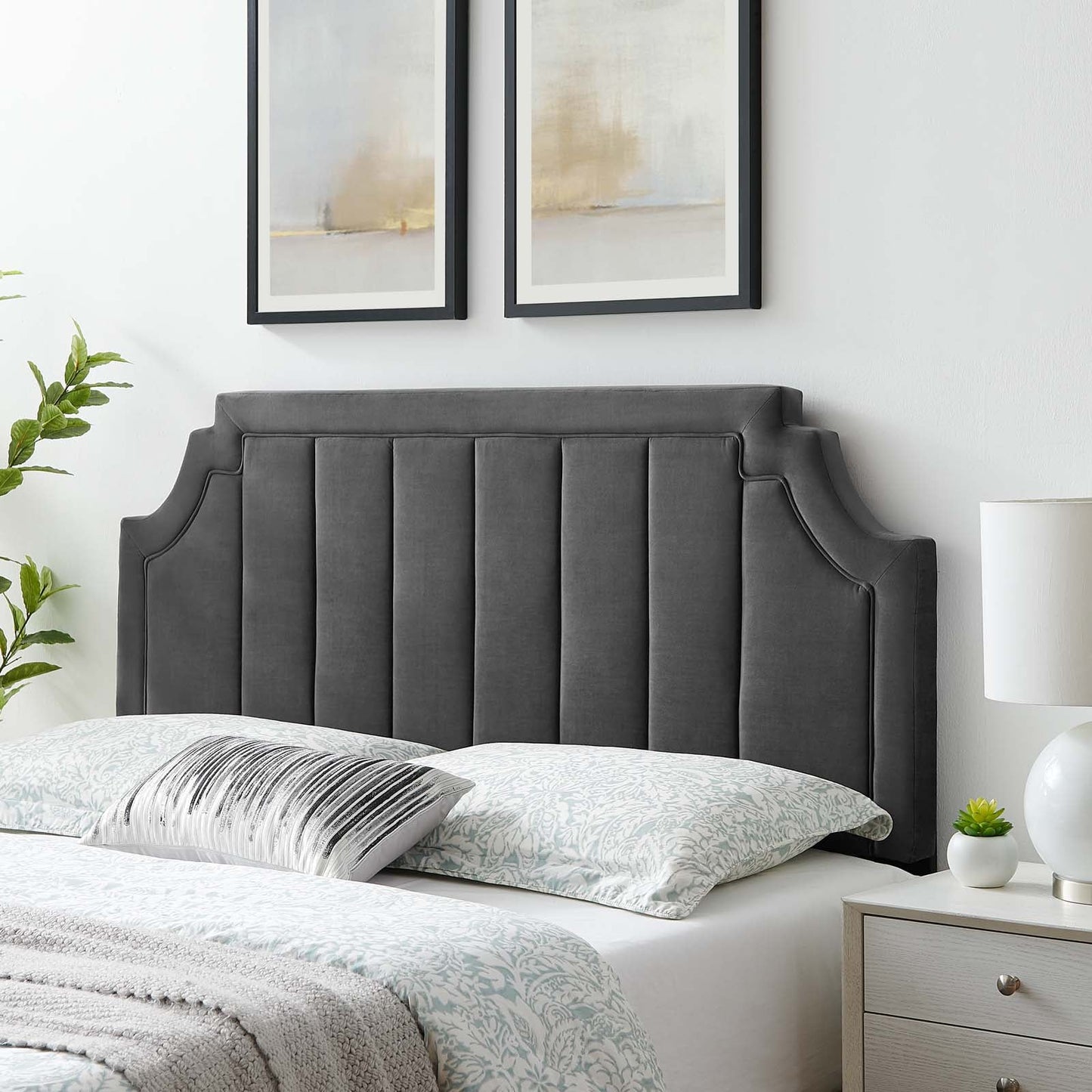 Alyona Channel Tufted Performance Velvet Full/Queen Headboard By Modway | Headboards
