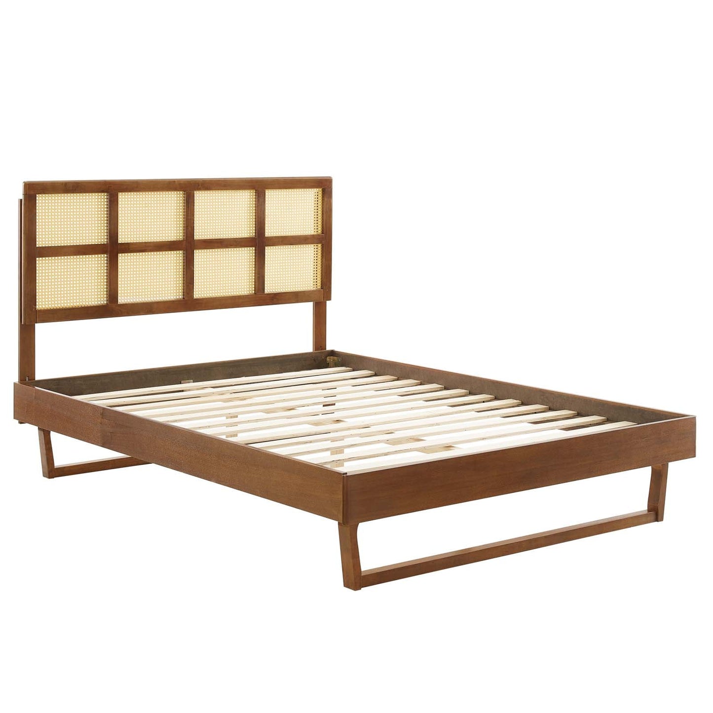 Sidney Cane and Wood Queen Platform Bed With Angular Legs By Modway | Beds | Modishstore-13