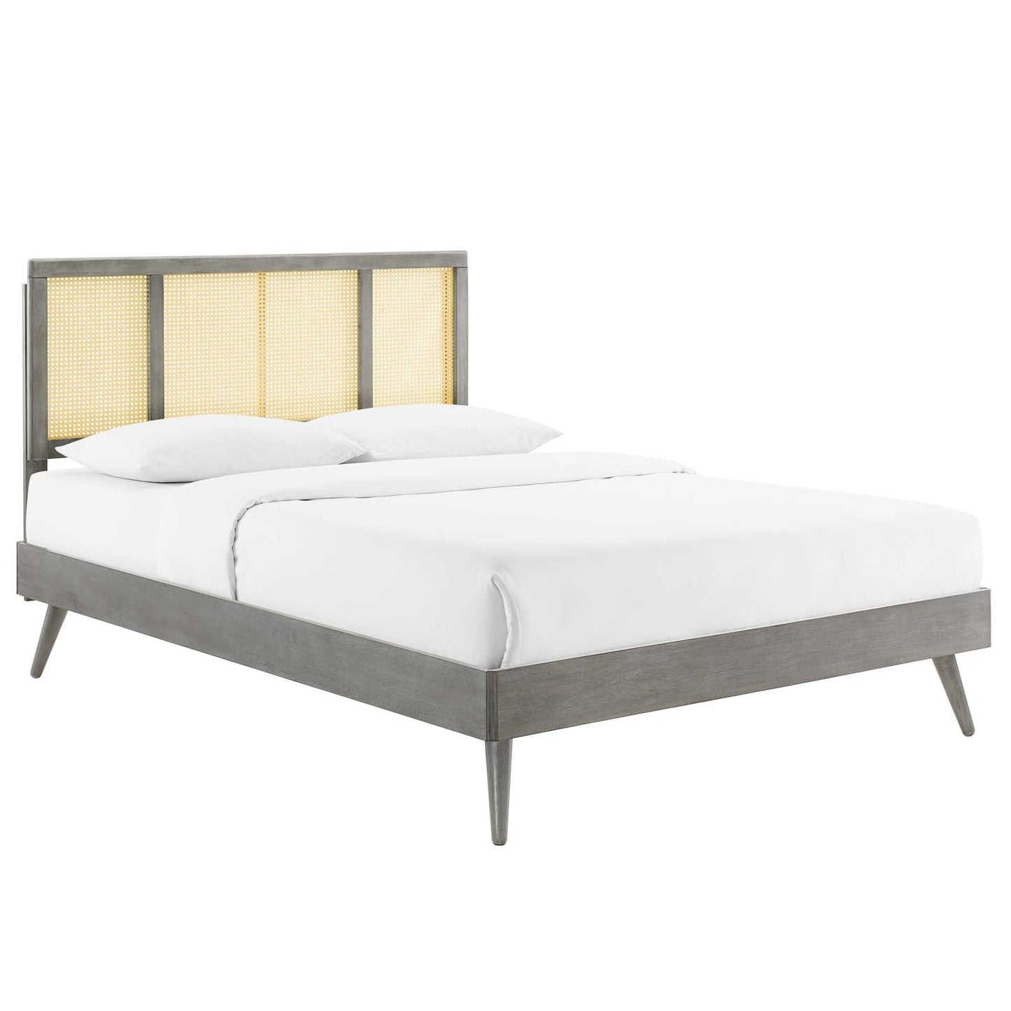 Modway Kelsea Cane and Wood Queen Platform Bed With Splayed Legs | Beds | Modishstore-4