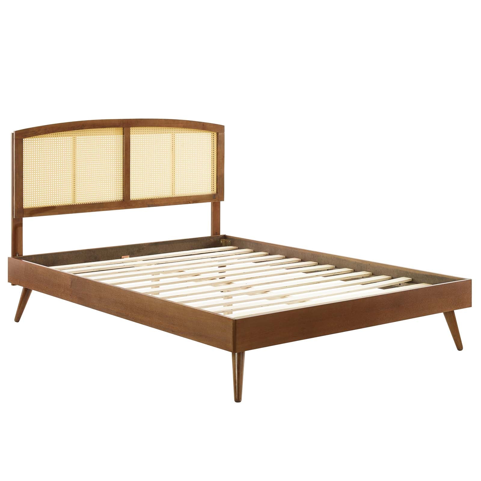 Sierra Cane and Wood Queen Platform Bed With Splayed Legs By Modway | Beds | Modishstore-13