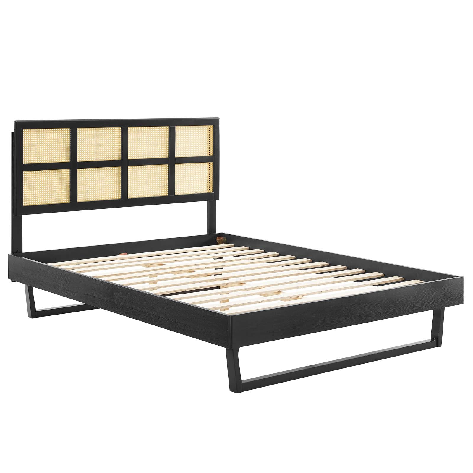 Sidney Cane and Wood King Platform Bed With Angular Legs By Modway | Beds | Modishstore-13