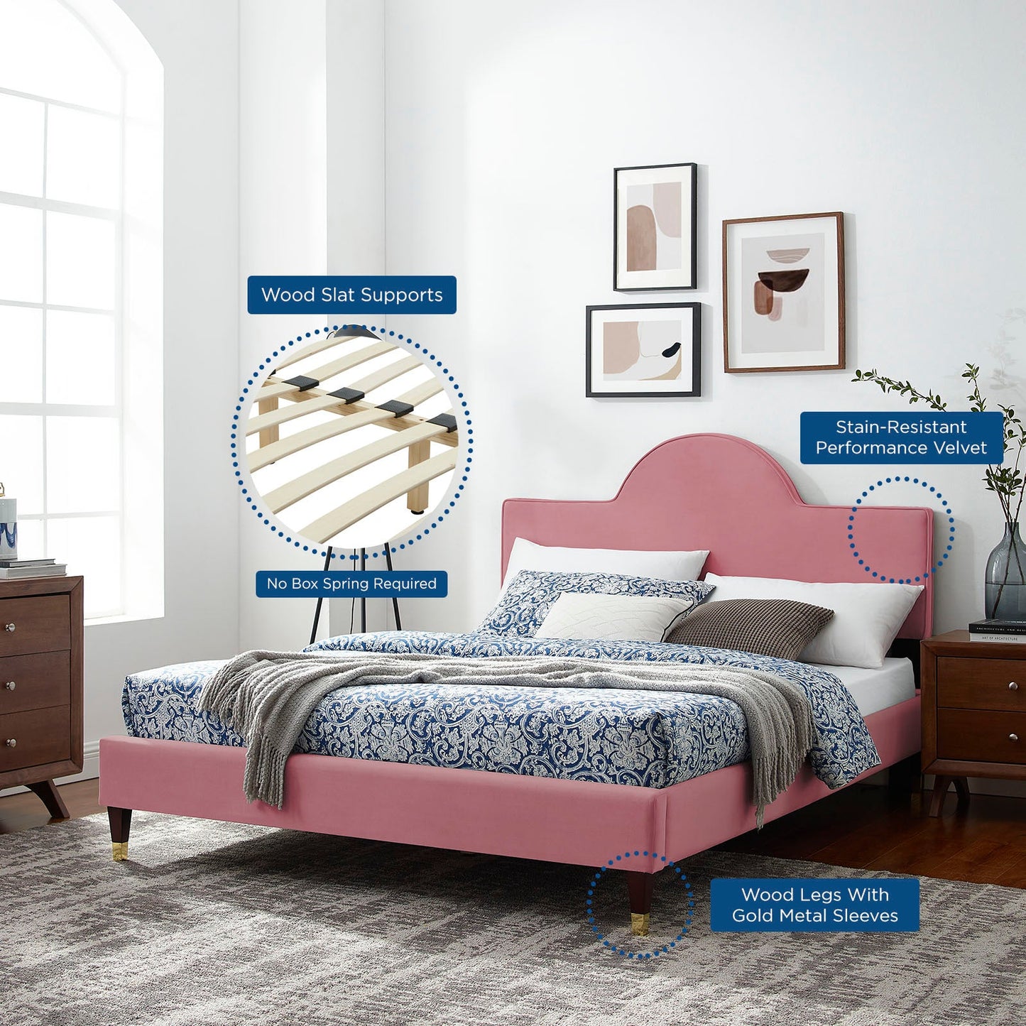 Aurora Performance Velvet Queen Bed By Modway | Beds | 