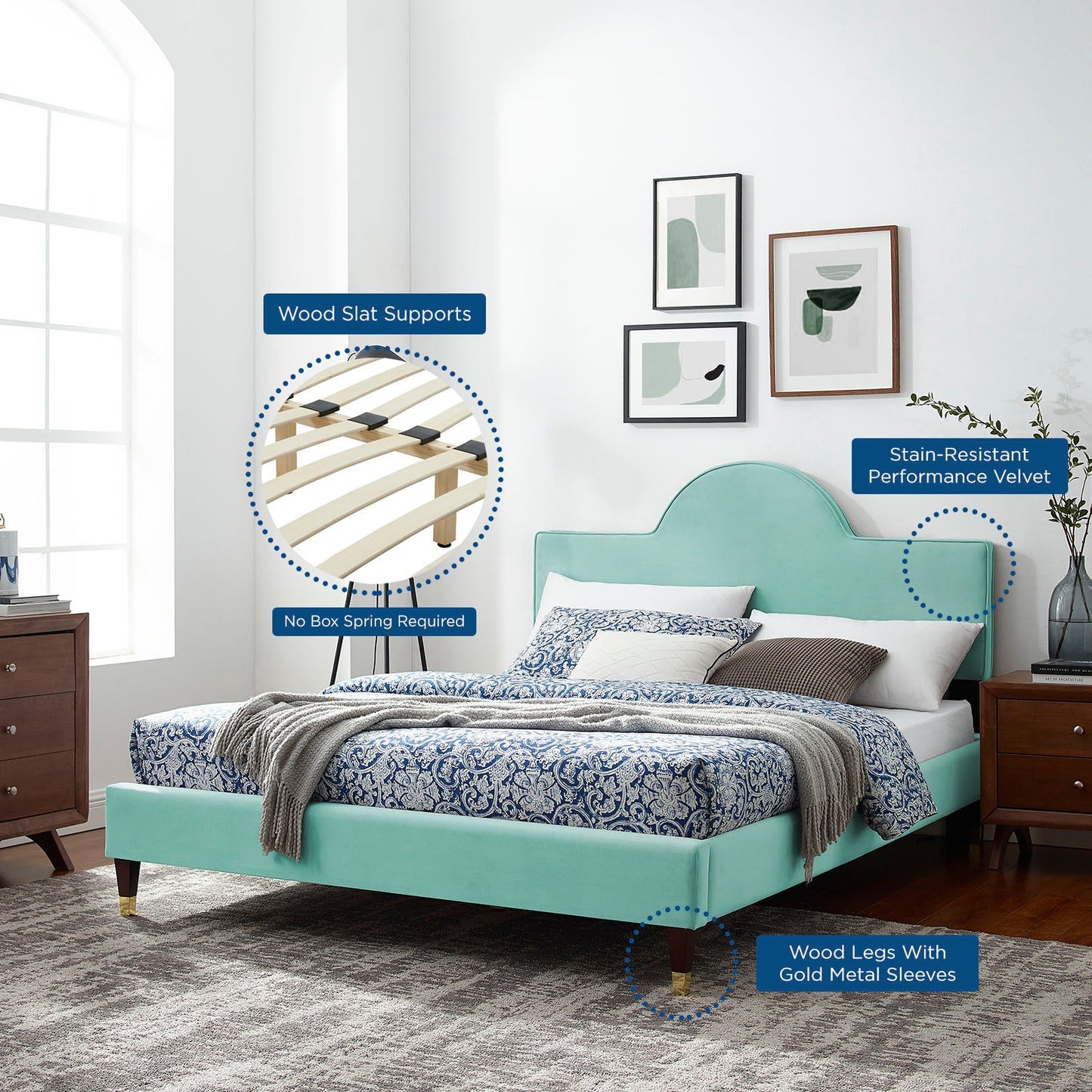 Aurora Performance Velvet Queen Bed By Modway | Beds | 