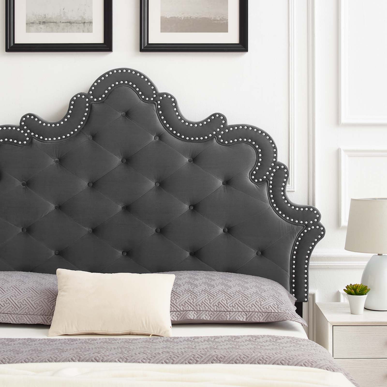 Arabella Button-Tufted Performance Velvet Twin Headboard By Modway | Headboards - 8