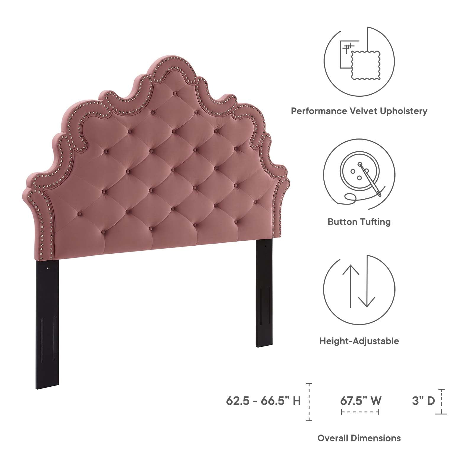 Arabella Button-Tufted Performance Velvet Full/Queen Headboard By Modway | Headboards - 13