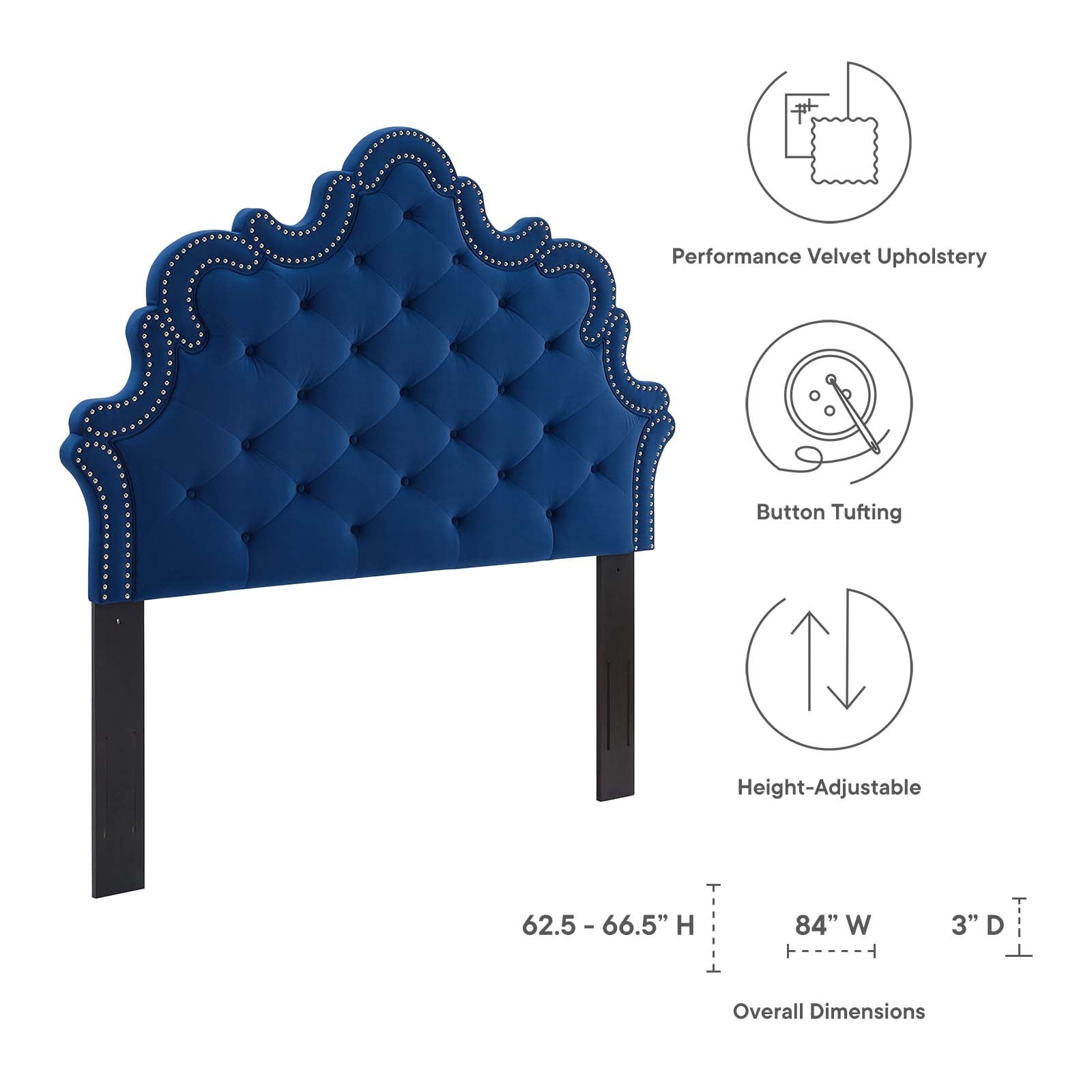 Arabella Button-Tufted Performance Velvet King/California King Headboard By Modway | Headboards - 21