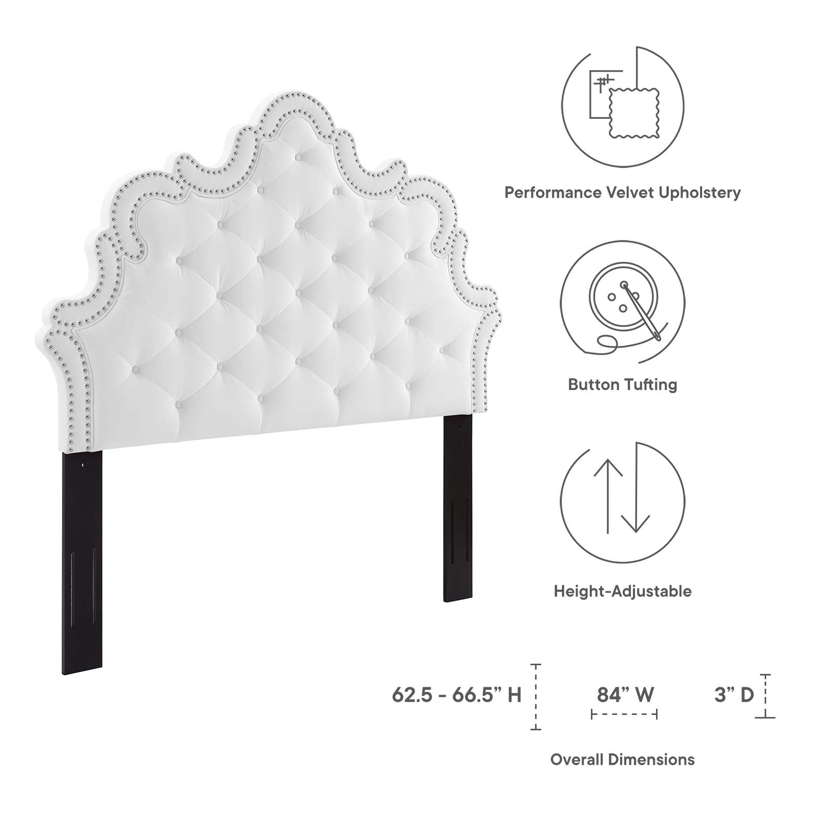Arabella Button-Tufted Performance Velvet King/California King Headboard By Modway | Headboards - 29