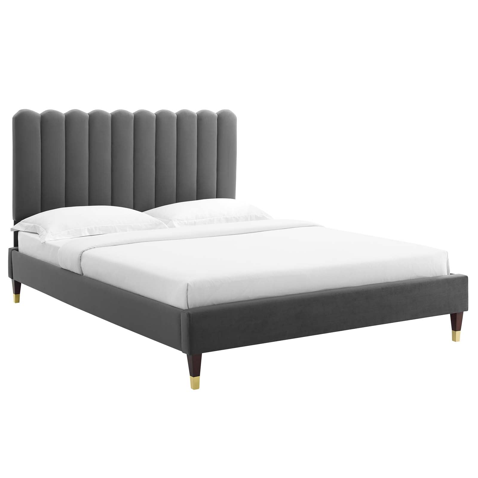 Reagan Queen Performance Velvet Platform Bed By Modway - MOD-6587 | Beds | Modishstore - 2