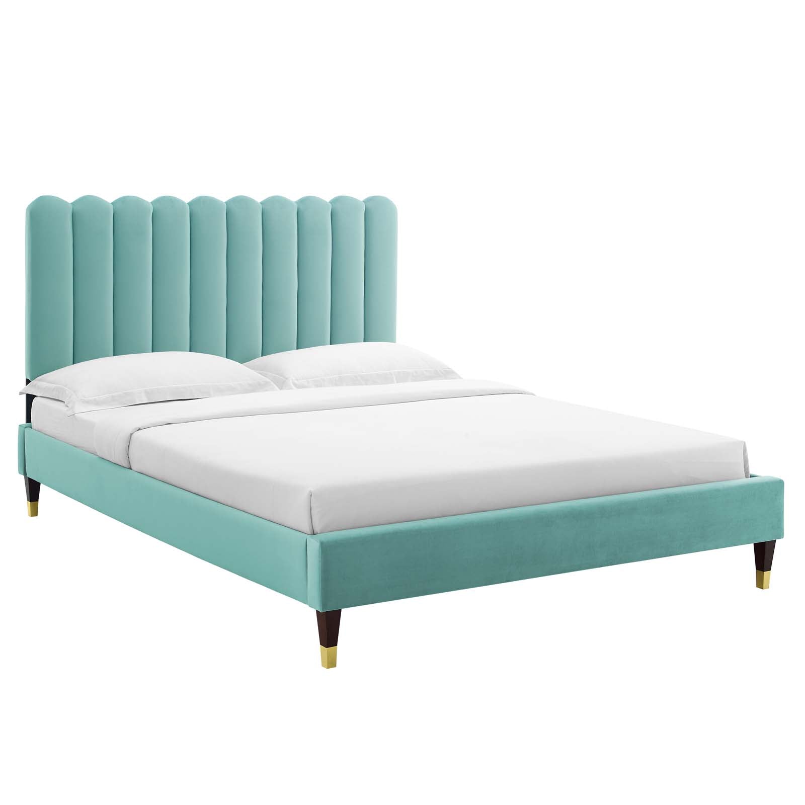 Reagan Queen Performance Velvet Platform Bed By Modway - MOD-6587 | Beds | Modishstore - 49